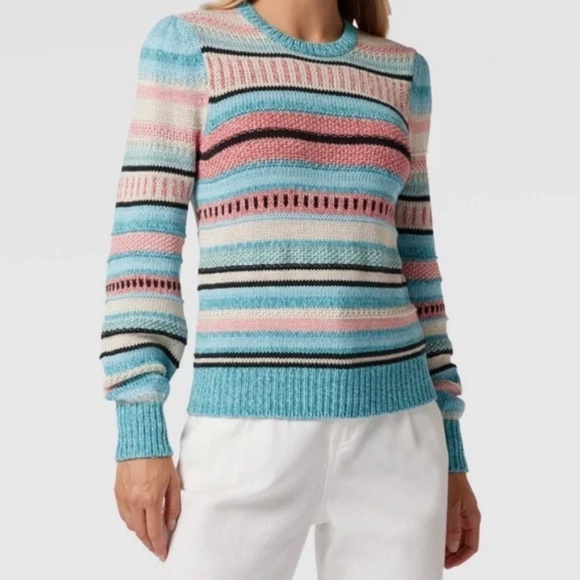 NWT Polo Ralph Lauren Linen Blend Striped Pullover Sweater Puff Sleeve size XXL - Picture 1 of 7
